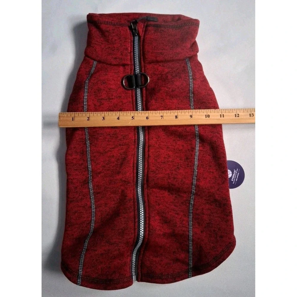Cyeollo‎ XL Dog Fleece Jacket  Red  Winter Coat Reflective Zipper D-Ring Med